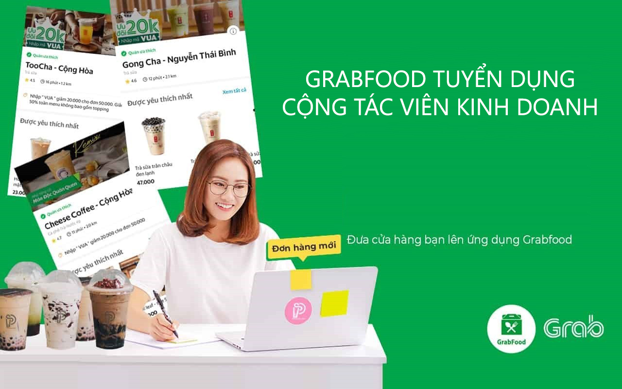 Grabfood tuyển dụng cộng tác viên kinh doanh
