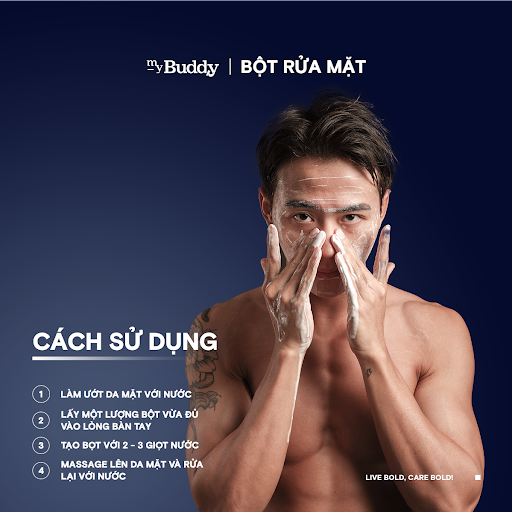 Hướng dẫn sử dụng sản phẩm bột rửa mặt.